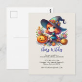 kleine schattige heks gekleed in het blauw, Hallow Briefkaart (Voorkant / Achterkant)
