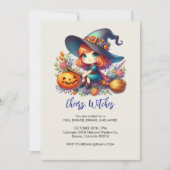 kleine schattige heks gekleed in het blauw, Hallow Kaart (Voorkant)