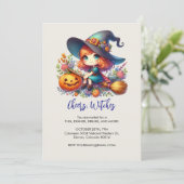 kleine schattige heks gekleed in het blauw, Hallow Kaart (Staand voorkant)