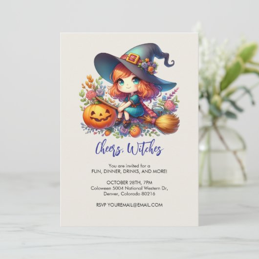 kleine schattige heks gekleed in het blauw, Hallow Kaart (Staand voorkant)