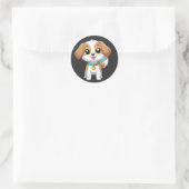 kleine schattige hond ronde sticker (Tas)