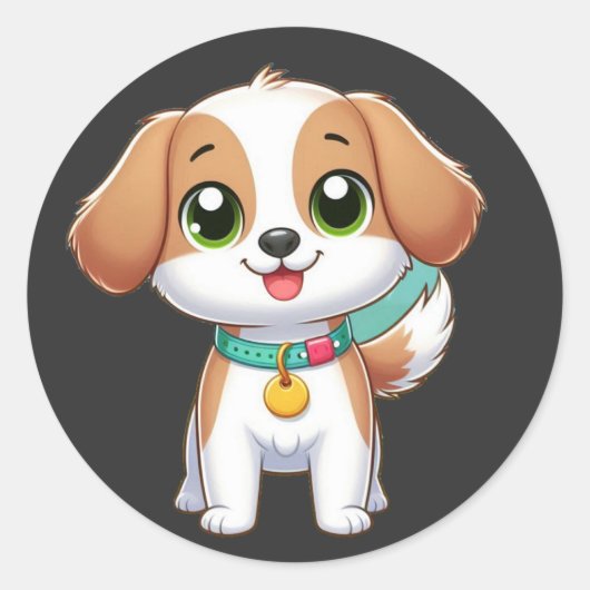 kleine schattige hond ronde sticker (Voorkant)