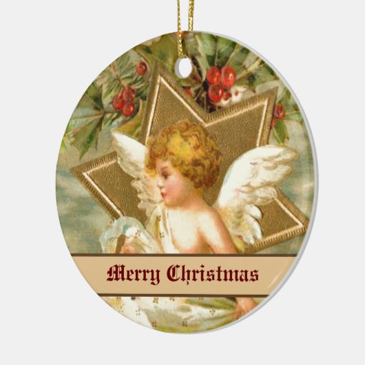  kleine schattige kerstengel en -ster keramisch ornament (Links)