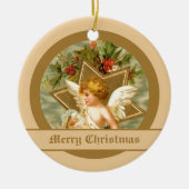  kleine schattige kerstengel en -ster keramisch ornament (Voorkant)