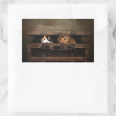 Kleine schattige kitten in een oude houten kist
 rechthoekige sticker (Tas)