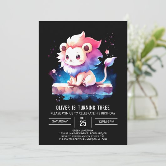 Kleine Schattige Leeuwenverjaardag Kaart (Staand voorkant)