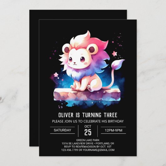 Kleine Schattige Leeuwenverjaardag Kaart (Voorkant / Achterkant)