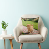 Kleine schattige oranje kat kussen (Stoel)