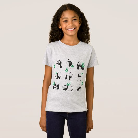 Kleine schattige pandasillustratie t-shirt (Voorkant volledig)
