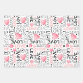 Kleine Schattige Rood Wit & Roze Harten Valentijns Inpakpapier Vel (Voorkant 3)