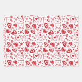 Kleine Schattige Rood Wit & Roze Harten Valentijns Inpakpapier Vel (Voorkant)