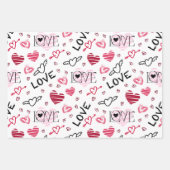 Kleine Schattige Rood Wit & Roze Harten Valentijns Inpakpapier Vel (Voorkant 3)