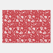 Kleine Schattige Rood Wit & Roze Harten Valentijns Inpakpapier Vel (Voorkant 2)