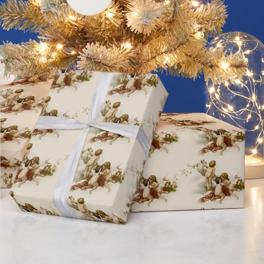 Kleine schattige  Victoriaans kerst engelen Wr Cadeaupapier (Feestdagen)