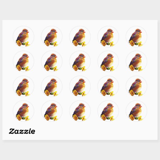 Kleine schattige vogel ronde sticker (Vel)