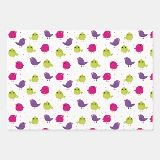 Kleine schattige vogels inpakpapier vel (Voorkant 3)