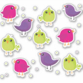 Kleine schattige vogels sticker (Voorkant)