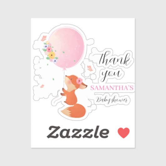 Kleine schattige vos met ballonsticker sticker (Vel)
