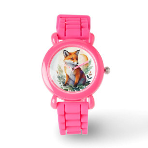 Kleine schattige vos waterverf horloge
