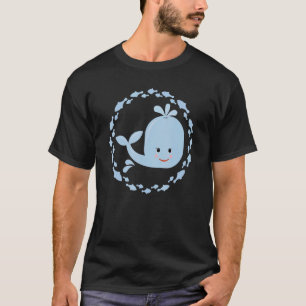 Kleine schattige walvis in een kleurrijke cirkel v t-shirt
