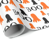 Kleine Schattigee Ghost Sinaasappel Zwart Wit Cadeaupapier (Rol Hoek)