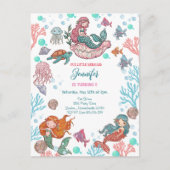 Kleine Schattigee Kleine Zeemeerminnen Verjaardags Briefkaart (Voorkant)