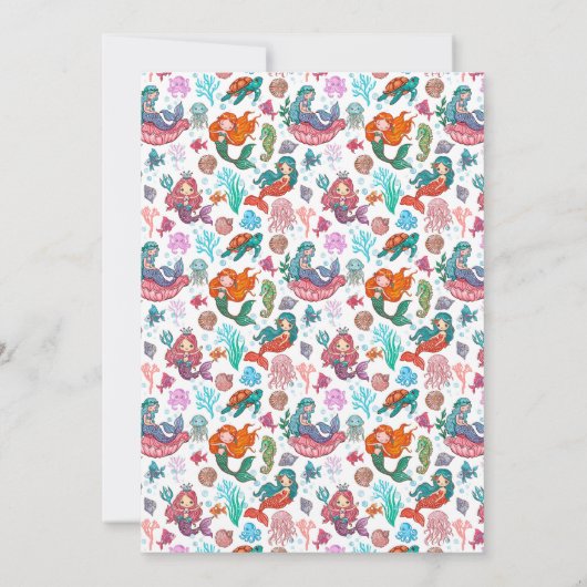 Kleine Schattigee Kleine Zeemeerminnen Verjaardags Kaart (Achterkant)