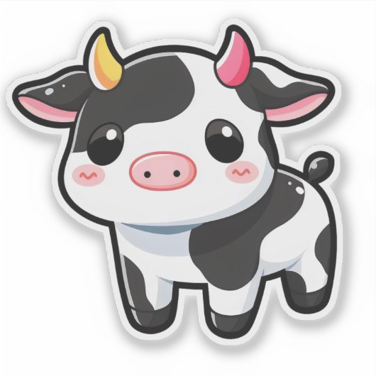 Kleine Schattigee Koe Sticker (Voorkant)