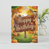 Kleine Schattigee Maple Leaf Autumn Herfst Happy B Kaart (Staand voorkant)