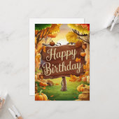 Kleine Schattigee Maple Leaf Autumn Herfst Happy B Kaart (Voorkant / Achterkant in situ)