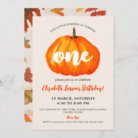 Kleine Schattigee Pumpkin-thema Kids Verjaardagsfe Kaart (Voorkant / Achterkant)