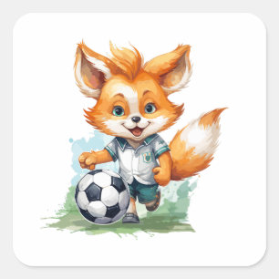 Kleine Schattigee vos speelt een Football Vierkante Sticker