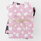 Kleine Schattigee Witte & Roze Harten Valentijnsda Inpakpapier Vel (In situ)