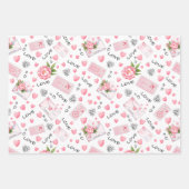 Kleine Schattigee Witte & Roze Harten Valentijnsda Inpakpapier Vel (Voorkant 2)