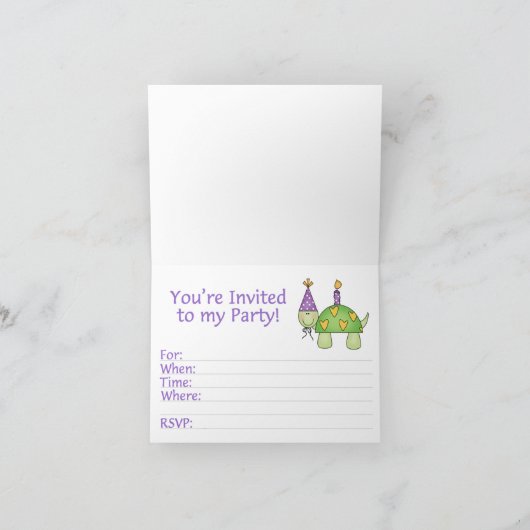Kleine Schildpad 1e Verjaardag Fill-in uitnodiging (Binnen)