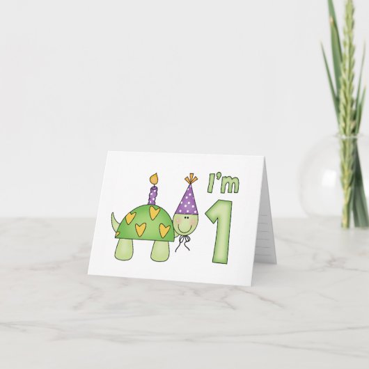 Kleine Schildpad 1e Verjaardag Fill-in uitnodiging (Voorkant)