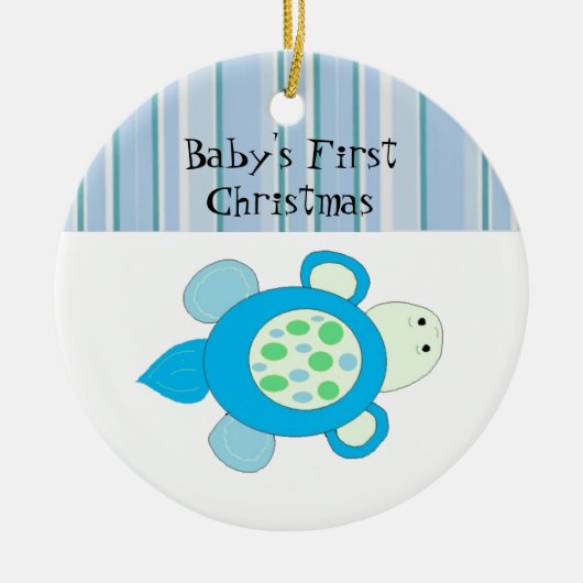 Kleine Schildpad Baby's Eerste Kerstmis Keramisch Ornament (Voorkant)