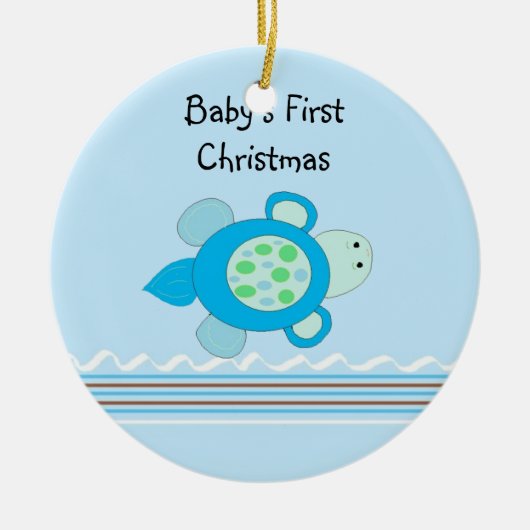 Kleine Schildpad Baby's Eerste Kerstmis Keramisch Ornament (Voorkant)