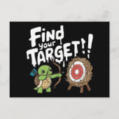 Kleine schildpad die een pijl en boog richt briefkaart (Voorkant)