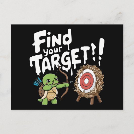 Kleine schildpad die een pijl en boog richt briefkaart (Voorkant)