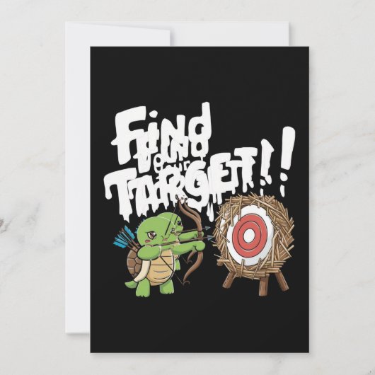 Kleine schildpad die een pijl en boog richt feestdagenkaart (Voorkant)