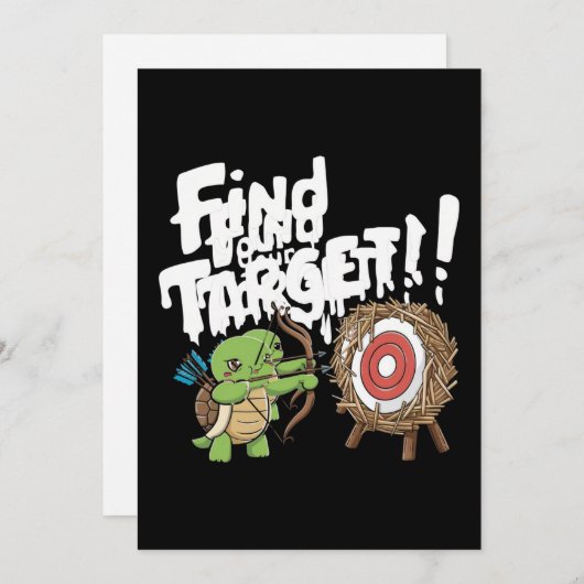 Kleine schildpad die een pijl en boog richt feestdagenkaart (Voorkant / Achterkant)