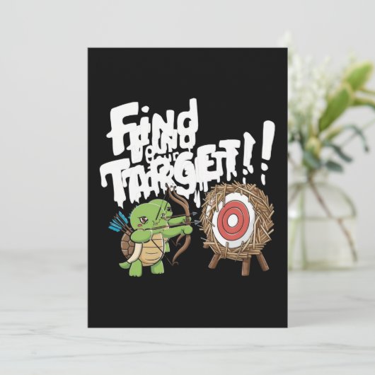 Kleine schildpad die een pijl en boog richt feestdagenkaart (Staand voorkant)