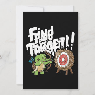 Kleine schildpad die een pijl en boog richt feestdagenkaart