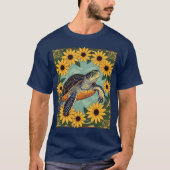 Kleine schildpad en zwartogige madeliefbloemen t-shirt (Voorkant)