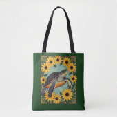 Kleine schildpad en zwartogige madeliefbloemen tote bag (Voorkant)