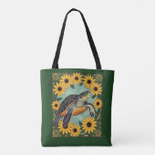 Kleine schildpad en zwartogige madeliefbloemen tote bag (Achterkant)