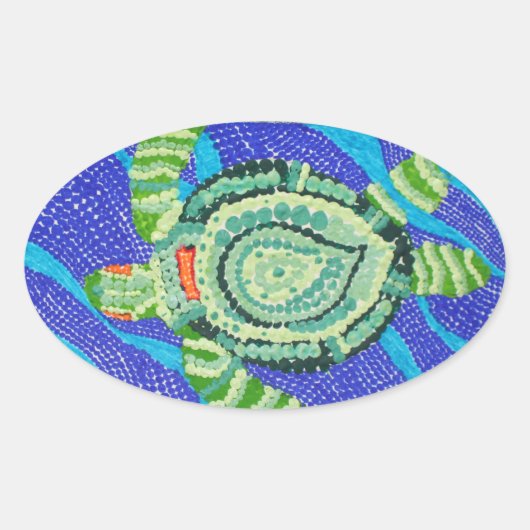 Kleine schildpad met veel Spots Ovale Sticker (Voorkant)