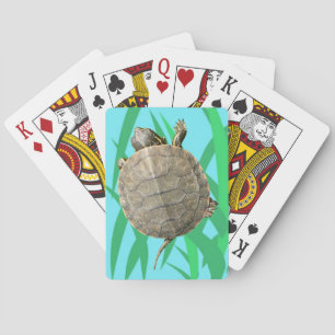 Kleine schildpad (Tortoise) over de afbeelding van Speelkaarten