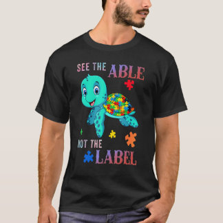 Kleine Schildpad Ziet Het Vermogen Niet Het Etiket T-shirt